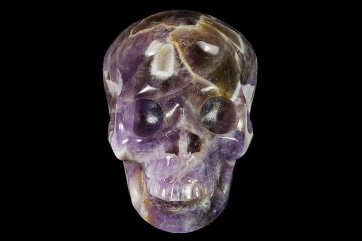 Realistic, Carved Chevron Amethyst Skull #150971